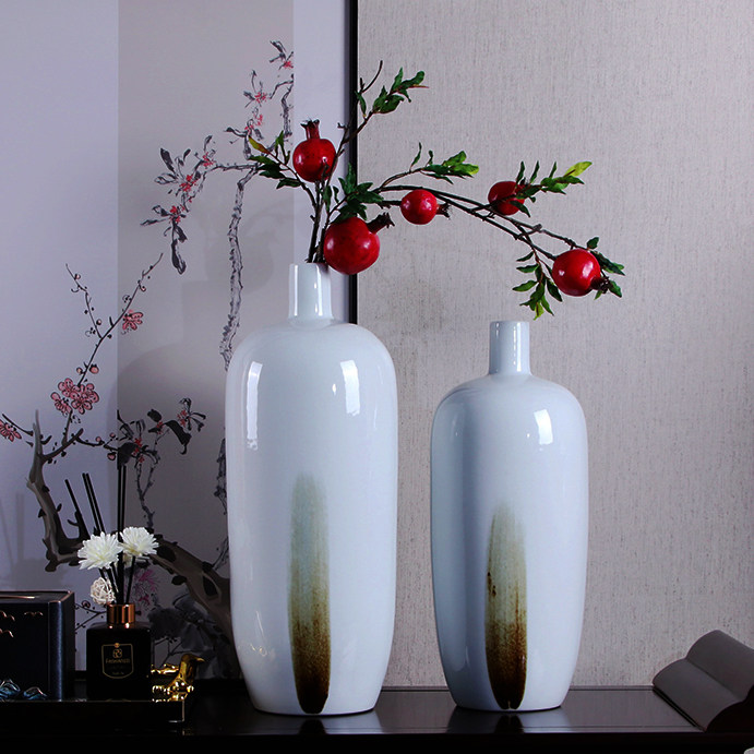 New Chinese-style Zen Jingdezhen hand-painted vase decoration living room porch study lobby decoration retro flower arrangement