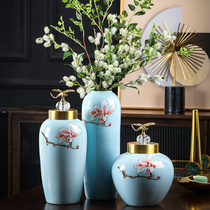 New Chinese swing piece storage tank Jingdezhen High temperature hand painted ceramic book room Living Room house TV cabinet decoration