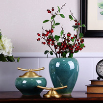 New Chinese American Jingdezhen Ceramic Pendulum Pieces Vase Flower Arrangement Storage Jar Living-room Book House Xuanguan Soft Dress Adornment