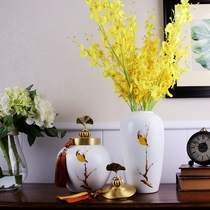 New Chinese modern Jingdezhen Ceramic Pendulum vase flower flower flower arrangement Book house Living room Xuanguan TV Cabinet Decorations