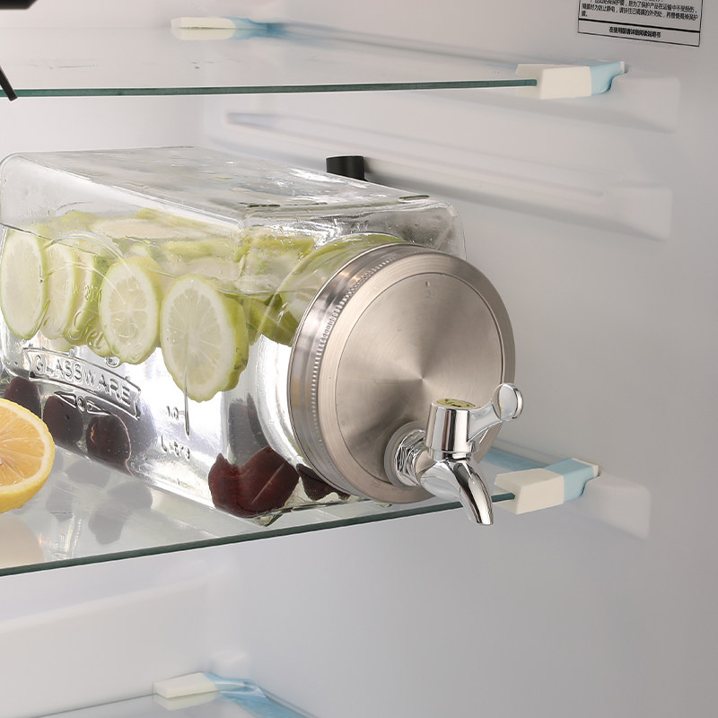 Home glass cold kettle with faucet to put refrigerator cold drinks lemon fruit bucket cold tea container cold water bottle