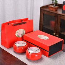 Multifunctional ceramic tea can gift box set green tea black tea large universal double can packaging empty box sealed tea can