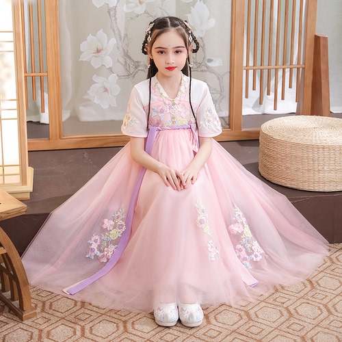 Girls Chinese Hanfu super fairy Ru skirt little girls ancient dress childrens clothing ancient style childrens Tang clothing Chinese style dress