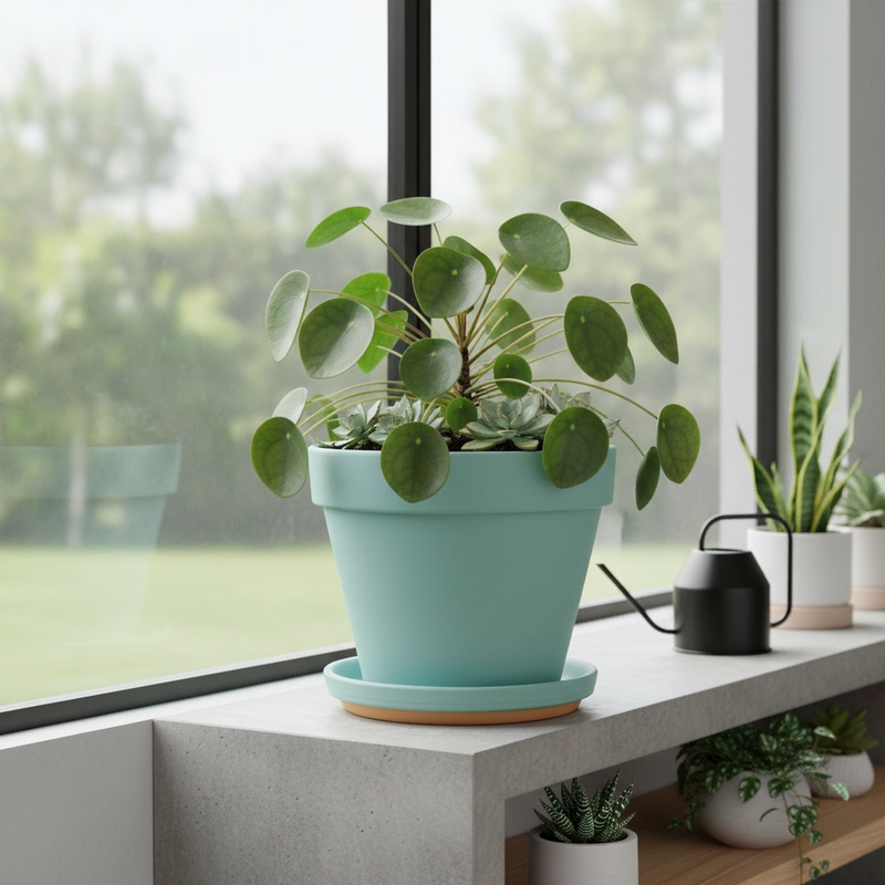 Simple Blue Ceramic Flower Pot with a Round Mouth, Large Size, Versatile for Home Interior and Exterior Decoration, Plant Pot and Flower Vessel Simple Blue Ceramic Flower Pot with a Round Mouth, Large Size, Versatile for Home Interior and Exterior Decoration, Plant Pot and Flower Vessel