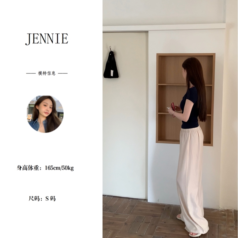 Spring and Summer New Korean Style Versatile Mid-Waist Double-Layer Tencel Drape Loose Casual Slimming Elegant Wide-Leg Pants