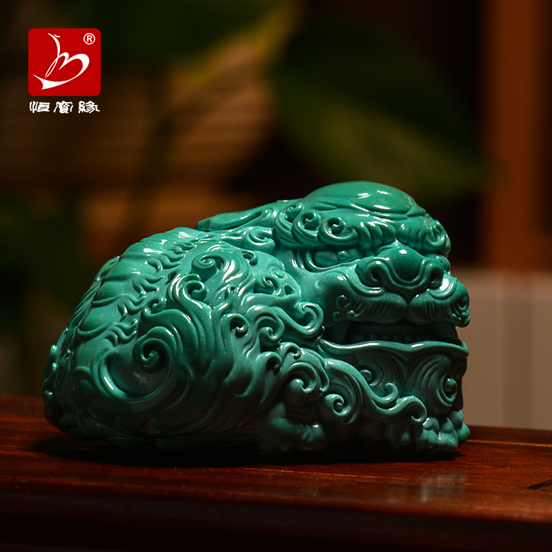 Hengbaoyuan Turquoise Necklace Turquoise Carved Pendant Master Carved Tang Lion Necklace Accessories