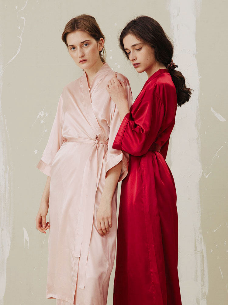 NOT JUST PAJAMA Silk morning gown Female bride BRIDESMAID morning gown WEDDING pajamas Spring and summer can be customized embroidery