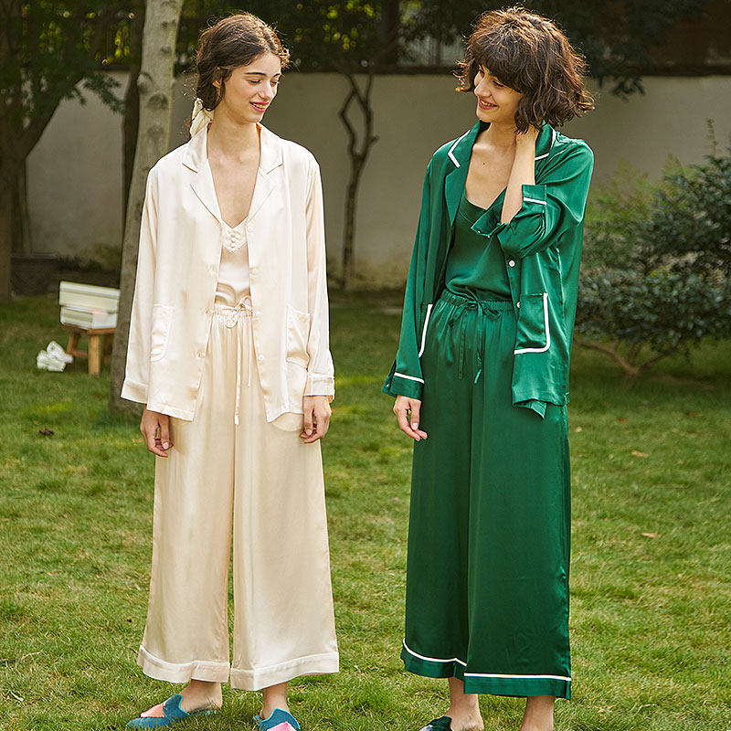 Not just Pajama silk pajamas women's spring and summer outerwear clothing design mulberry silk home clothing three-piece set