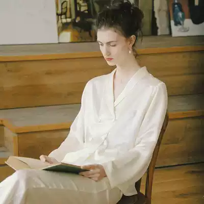NOTJUSTPAJAMA silk pajamas women's autumn 2021 new high-end double-breasted silk home clothes