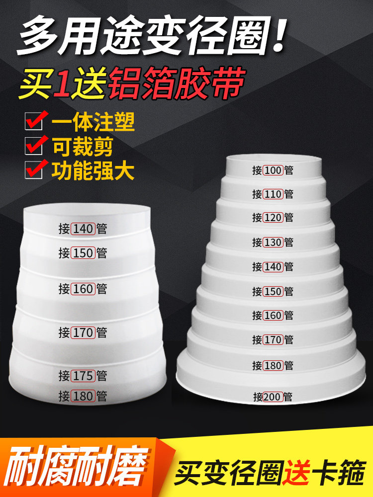 Duct joint pvc variable diameter plastic tee bath bully exhaust pipe range hood transfer interface size head conversion