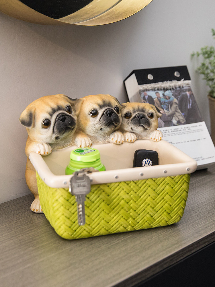 Home beautiful entrance key decoration European living room decoration Cute dog creative shoe cabinet door storage plate