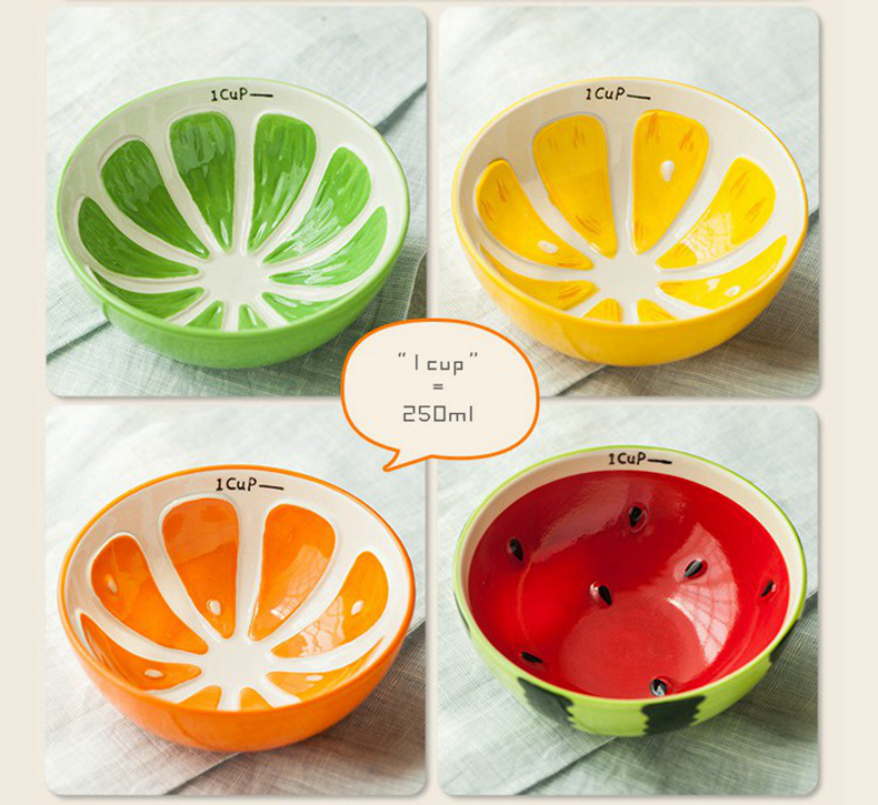 Jingdezhen cartoon creative lovely fruit watermelon salad rice bowls bowl dessert plates teaspoons of ceramic tableware suit