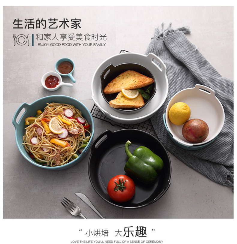 Large creative ears fruit salad bowl of Japanese household ceramic bowl rainbow such use boiled fish bowl of soup bowl