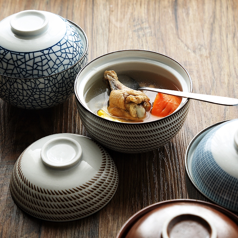 Dishes suit combination with Japanese irregular blue stripe ceramic tableware Dishes ceramic bowl Dishes for dinner