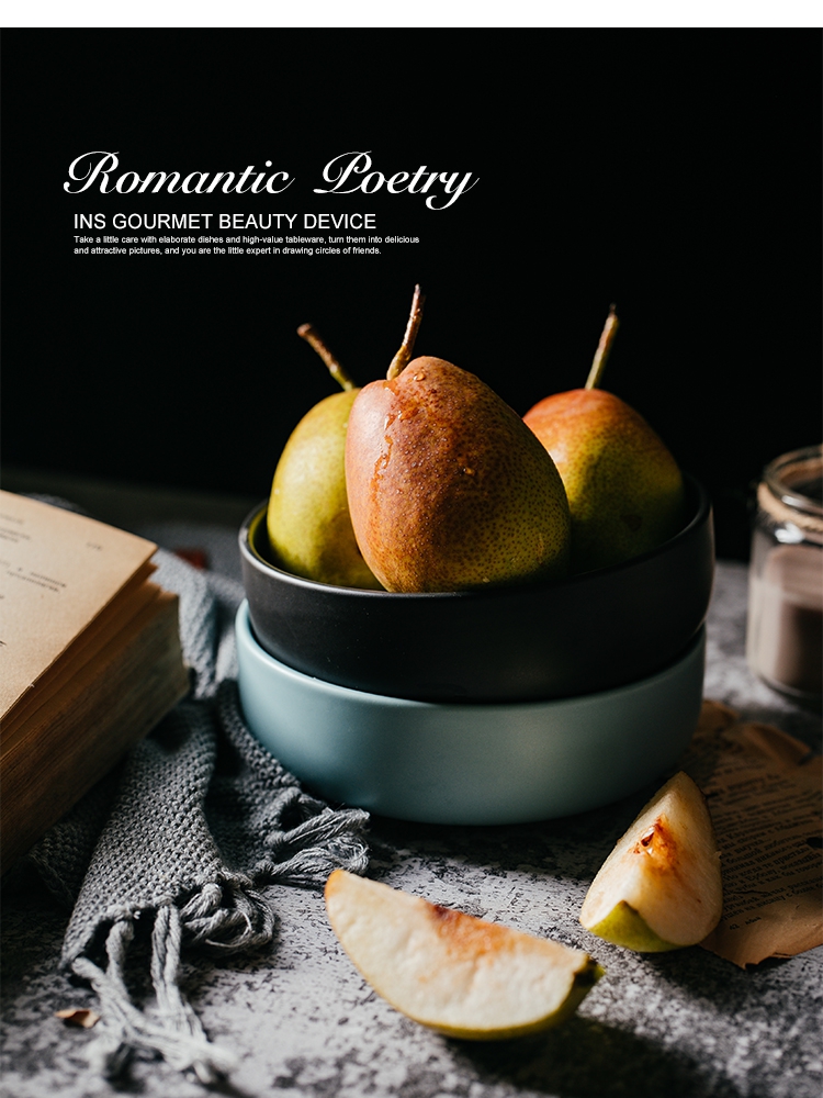 Nordic matte enrolled glaze ceramic bowl salad bowl and the rich creativity tableware breakfast bowl of rice bowls ceramic bowl
