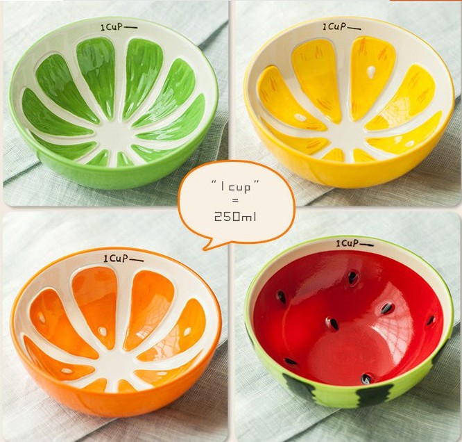 Jingdezhen cartoon creative lovely fruit watermelon salad rice bowls bowl dessert plates teaspoons of ceramic tableware suit