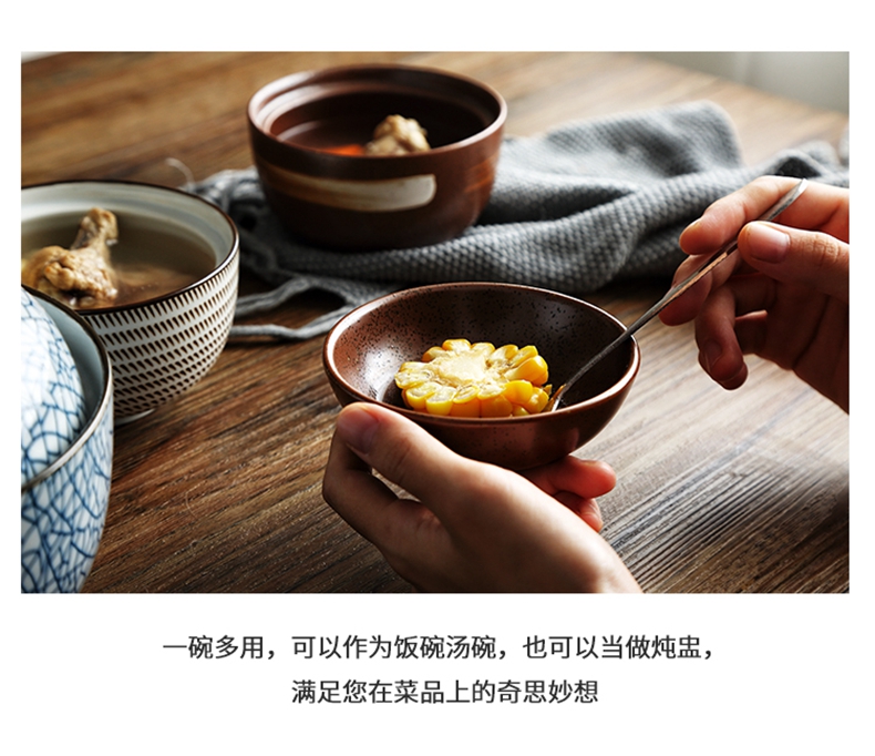 Dishes suit combination with Japanese irregular blue stripe ceramic tableware Dishes ceramic bowl Dishes for dinner