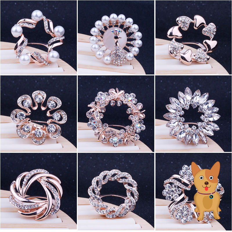 Brooch women's T-shirt buckle clothes hem corner knot buckle Korean version creative wild decorative silk scarf buckle dual-use