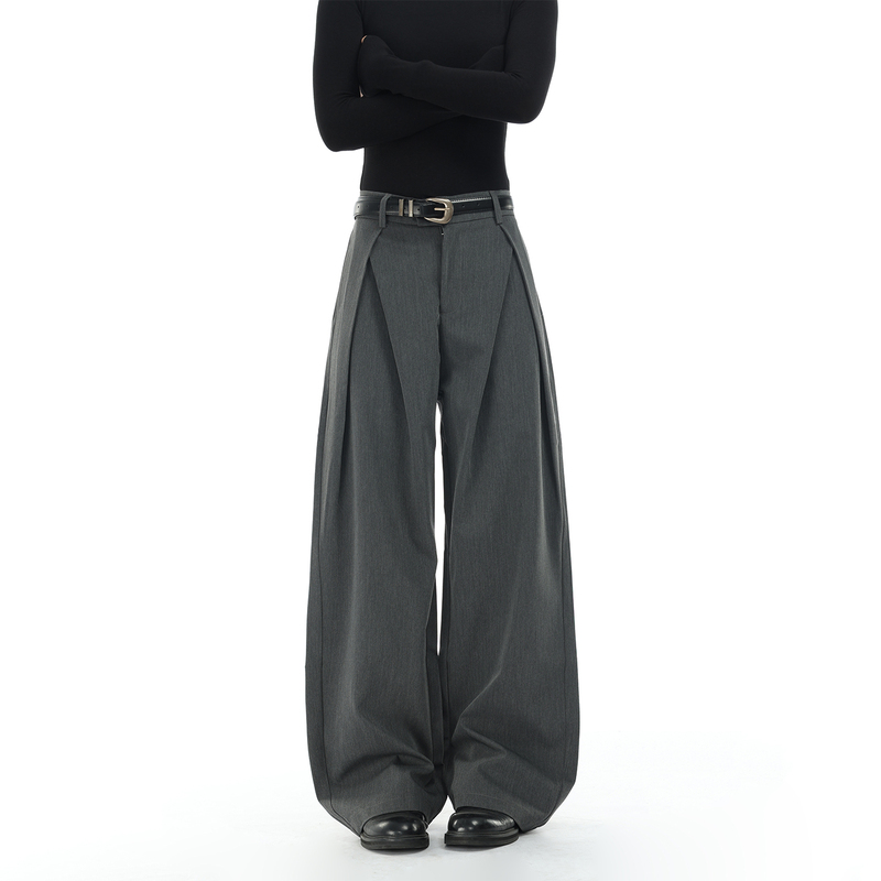 Neutcut Three-Dimensional A-Line Pleated Knife-Cut Trousers for Men and Women, Extra Long for Tall People, Loose Fit, Autumn Casual Wide-Leg Pants