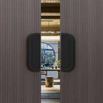 Chinese style simple box door glass door double door door handle minimalist semicircle villa hotel wooden door door handle