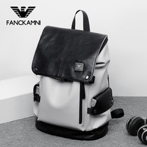 ERG Mani Double Shoulder Bag Men Light Lavish Genuine Leather Fashion Travel Big Capacity School Bags Luxury Computer Backpack Tide Cards