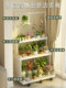 Solid Wood Flower Stand, Multi-Layer Indoor Movable Balcony Living Room Succulent Floor-Standing Storage Rack, Simple Storage Shelf