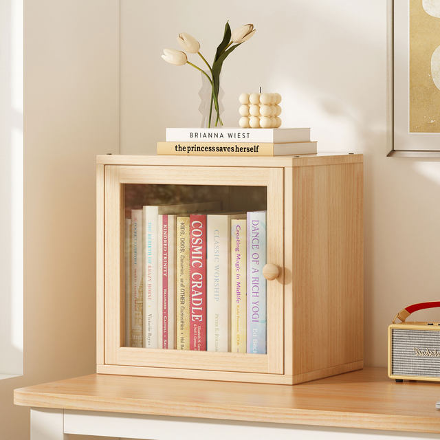 Solid Wood Desktop Bookshelf Floor-Standing Storage Rack Pine Narrow Gap Cabinet Children's Home Storage Cabinet Living Room Simple Bookcase
