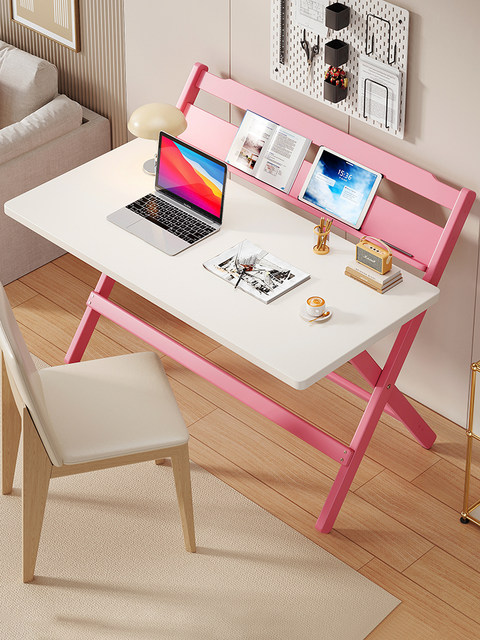 Simple Modern Children's Study Table and Chair, White and Pink Desk, Primary School Student Writing Desk, Home Integrated Office Desk