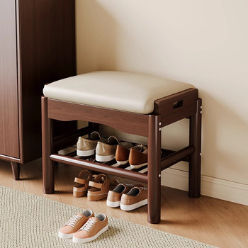 Natural Wood Color Shoe Bench for Entryway, Can Be Used as a Seating Bench, Trendy Solid Wood Shoe Rack for Entryway, Guesthouse, Cloakroom, with a High-End Feel