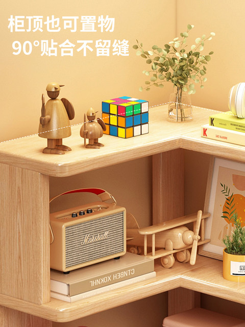 All Solid Wood Desktop Bookshelf Integrated Office Desk Storage Shelf Living Room Bedroom Floor-Standing Storage Rack Bookcase