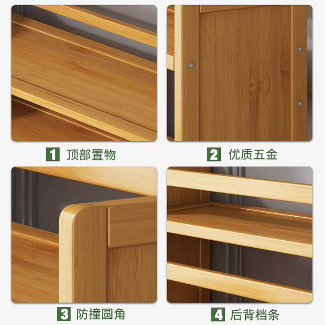 Kitchen Condiment Storage Rack, Bamboo Microwave Countertop, Small Multi-Layer Storage and Organization, Narrow Wooden Gap Shelf