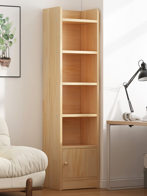 Integrated Single Bookcase Combination, Solid Wood Storage Cabinet, Children's Library Display Cabinet, Floor-Standing Display Cabinet, Narrow Cabinet