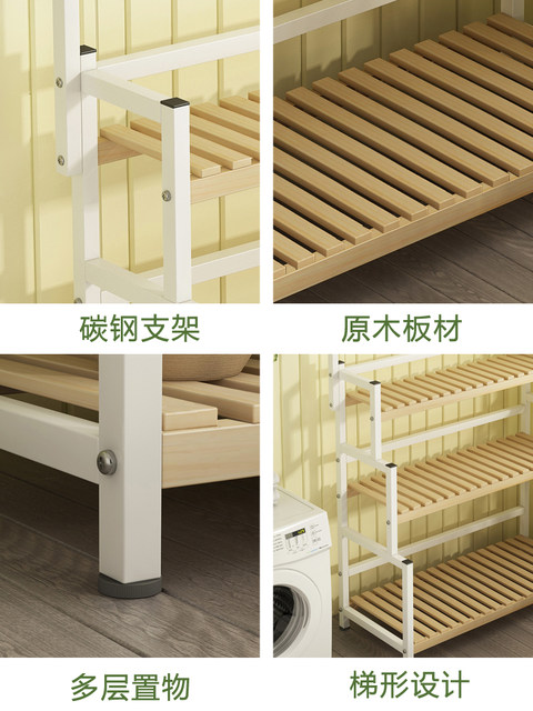 Solid Wood Flower Stand, Wrought Iron Storage Rack, Indoor Living Room Floor-Standing Hanging Orchid Balcony Wall-Mounted Flower Pot Rack