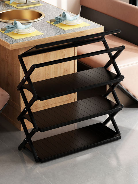 Hot Pot Restaurant Shelf, Floor-Standing Kitchen Rack, Multi-Layer Large Capacity Kitchen Shelf for Barbecue Restaurants, Restaurant-Specific