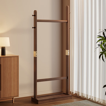 Solid Wood Floor-Standing Coat Rack, Simple Clothes Rack for Bedroom, Home Use Clothes Drying Rack for Living Room, Small Storage Rack