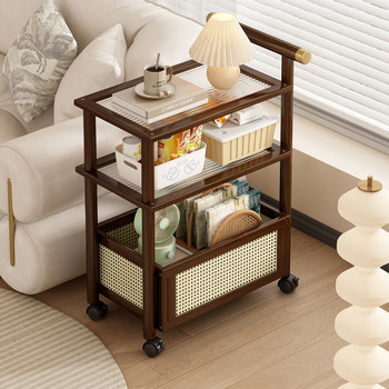 Movable Tea Cabinet Trolley Sofa Bedside Table Multi-Layer Storage Rack for Living Room Snack Rack