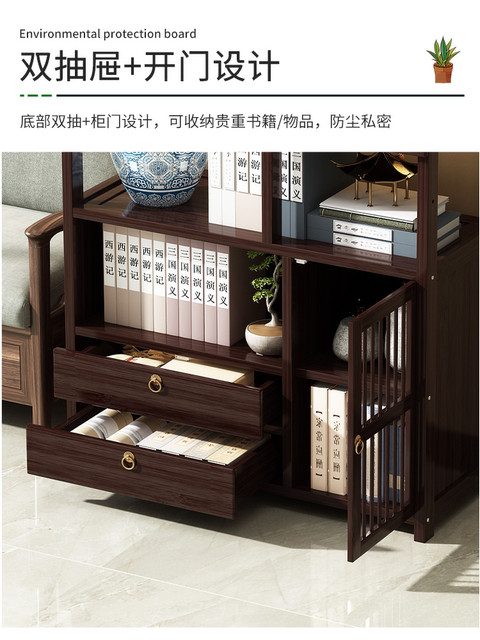 New Chinese-Style Integrated Floor-To-Ceiling Partition Shelf for Tea Room, Tobacco and Alcohol Display, Storage Rack, Office Tea Display Cabinet