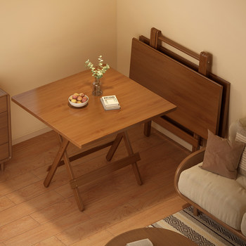 Folding Table for Home Use, Small Apartment, Solid Wood, No Assembly Needed, Simple Dining Table, Outdoor Stall Portable Dining Table, 2026 Hot Model
