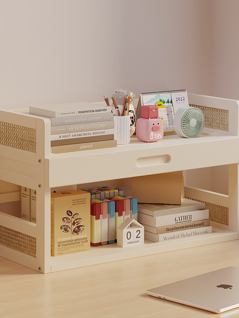 Desktop Small Bookshelf Storage Rack for Office Desk Organization, Living Room Dining Table Top Multi-Layered Placement, Simple Design