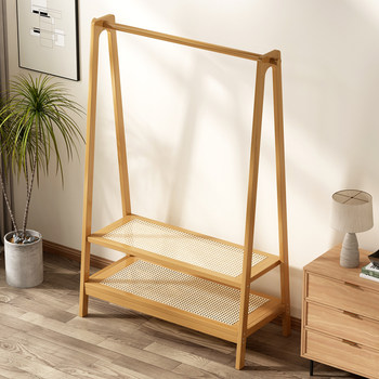 Coat Rack, Household Clothes Rack, Floor-Standing Bedroom Clothes Storage Rack, Open-Style Bamboo Living Room Bedside Storage Organizer
