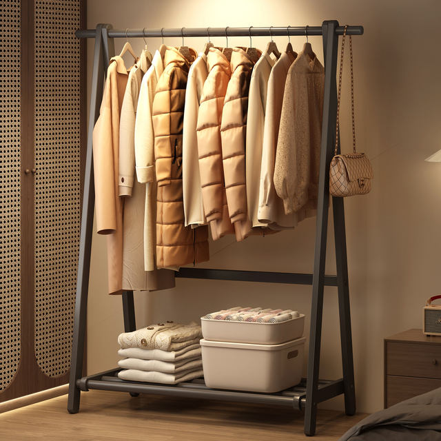 Solid Wood Coat Rack, Foldable, for Bedroom Use, New Model, Simple Clothes Hanger, Clothes Drying Rack, Popular Online