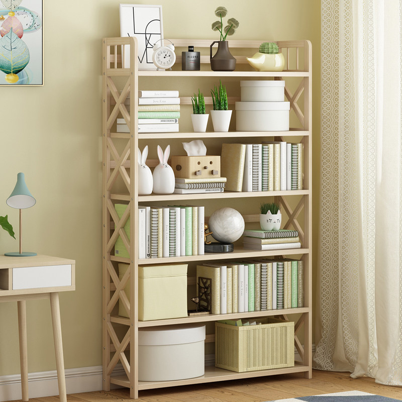 Solid Wood Shelf Shelf Shelve Floor Brief Table Multilayer Provincial Space Students Home Living Room Containing Children's Bookcase