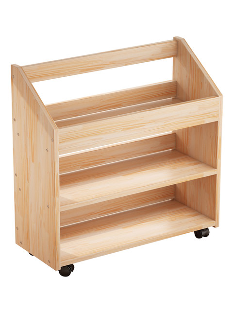 Solid Wood Under-Desk Integrated Floor-Standing Bookshelf, Movable Storage Rack, Multi-Functional Storage Cabinet, Office Workstation Small Bookcase