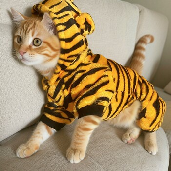 Cat clothes autumn and winter tiger transformation suit thickened