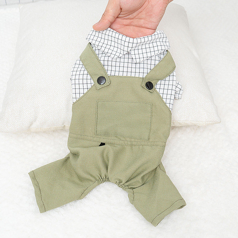 Small Puppy clothes four-legted back with pants spring and autumn slim fit Teddy Schnery Pets Boo Beauty Bears Small dog winter dress-Taobao