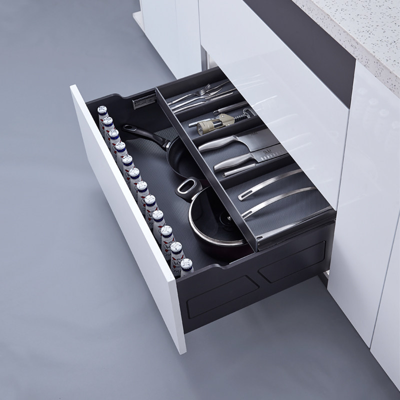 Nasker kitchen drawer-type pull basket double-layer seasoning seasoning basket cabinet built-in rack bowl pot tool kitchen utensils storage