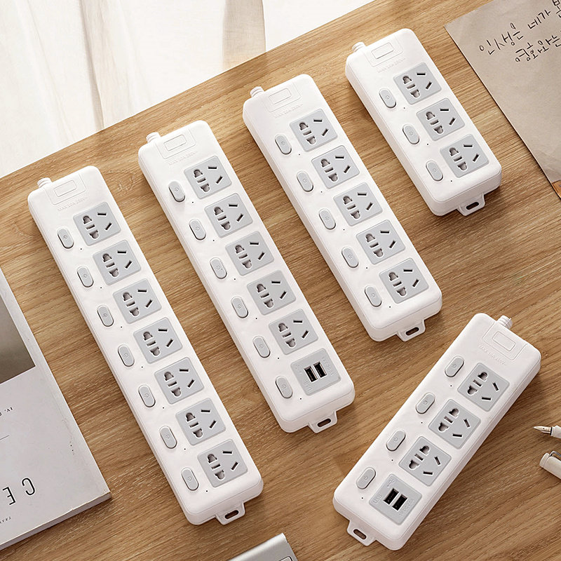 Wireless socket panel porous self-wiring wiring board household extension cord multi-function row plug creative smart plug row USB mobile phone charging extension cord without wire wall independent switch plug board