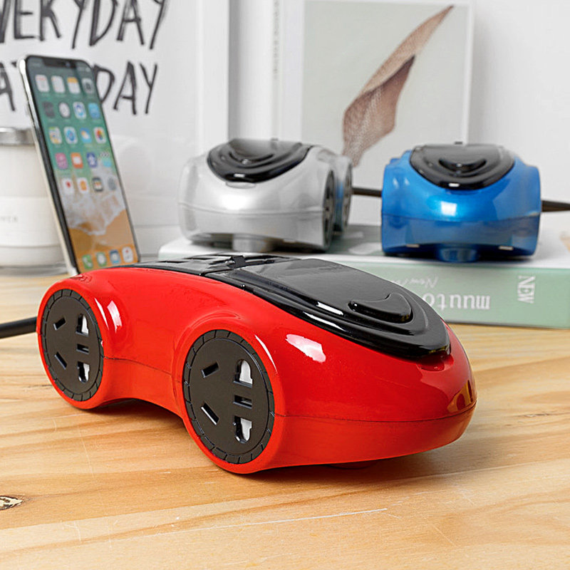 Car creative multi-function socket USB cute smart plug-in strip with clip wire nail extension cord safety door home socket panel porous switch power supply extension cord student dormitory long-line plug board