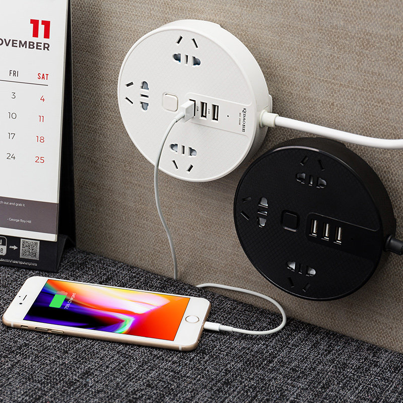 Round multi-function socket creative extension line climbing wall household smart plug-in USB mobile phone charging student dormitory wiring board with long-line plug-in board socket desktop disc socket panel porous
