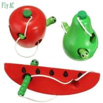 fly ac montessori educational toys fun wooden toy worm eat f